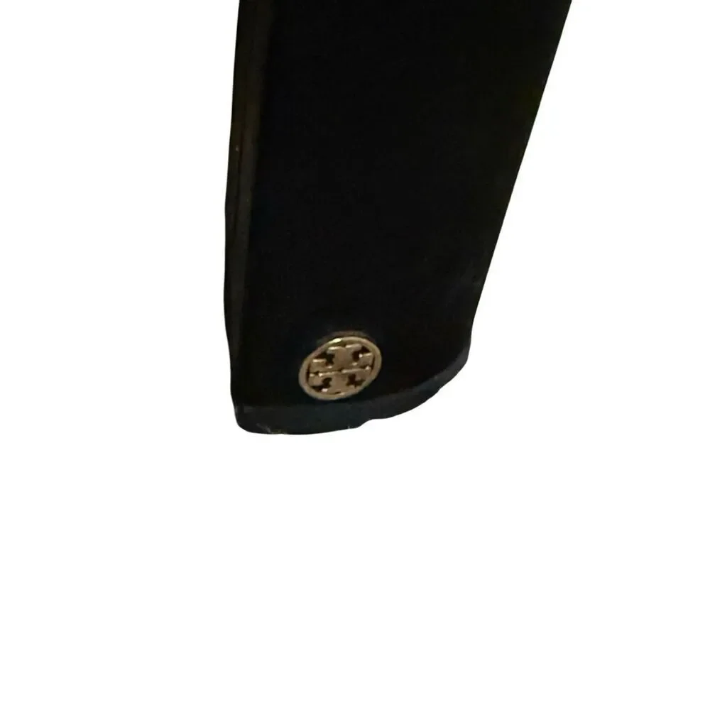 Tory Burch Cicely Champagne & Black Satin Slip-On Block Heels Womens Sz 7.5